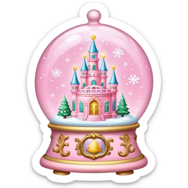 Light pink rococo birthday snow globe sticker