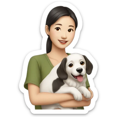 asiatique avec un chien sticker