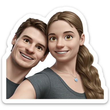 smiling girl with boy portrait sticker