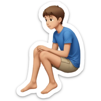 Ragazzo seduto su un tetto di un palazzo, con le gambe a penzoloni sul vuoto in 2d qundi di profilo sticker