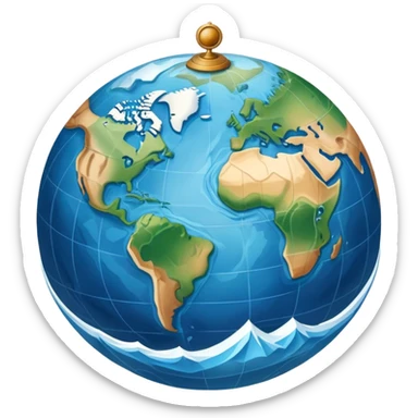 an icon featuring an earth with attitude and longitude lines, a textbook, and a topographic map, symbolizing geography as a science. The design includes a compass, mountain ranges, and rivers, representing the study of Earth's features and landscapes. Transparent background highlights geography. sticker