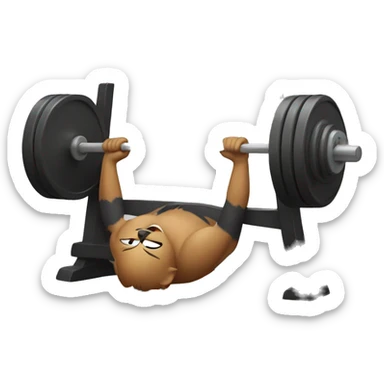 Cat bench pressing sticker