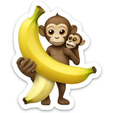 Banana holding a monkey sticker
