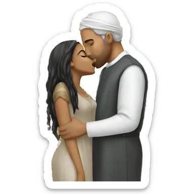 arab girl kissing white man sticker