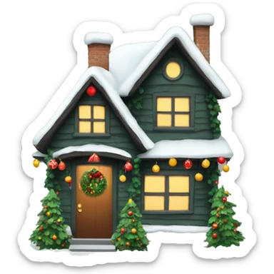 House with Christmas decorations sticker