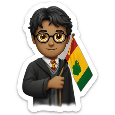 Harry Potter holds a  Sri lankan flag sticker
