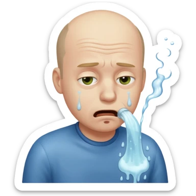 idiot balding vomiting sticker