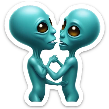 Two aliens kissing each other  sticker