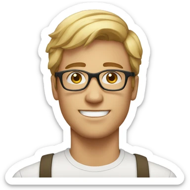 Handsome white man with glasses around 16 years of age. sticker