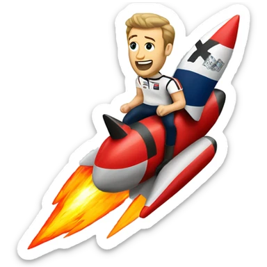 Harry kane riding a rocket covered in German flags sticker
