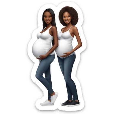 Realistic Photo of 2 Victoria secret models pregnant posing with each other  sticker