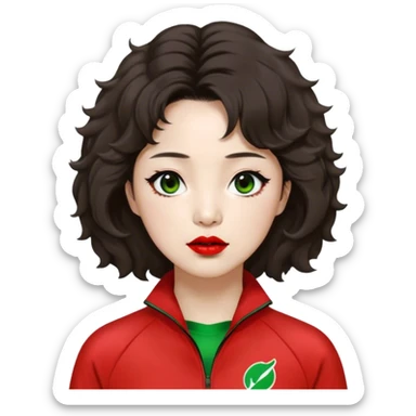 Han Mi-nyeo : Age: Late 60s
Appearance: A crazy woman with wrinkles, frizzy, messy dark brown hair and dramatic red lipstick.
Outfit: Green player tracksuit sticker