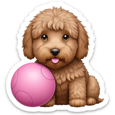 Labradoodle with pink ball sticker