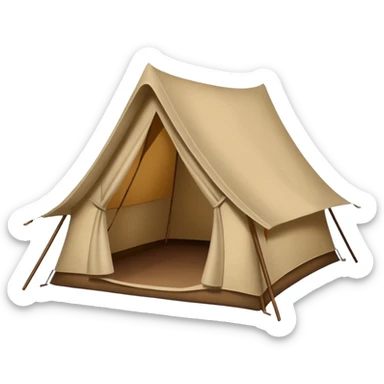 Large camping tent made of felt texture, scrapbooking style, transparent background sticker