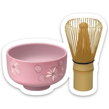 matcha pink pastel bowl kit matcha whisk sticker