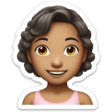 A 5-year old asian girl with brigher skin is happy in ballet suit  sticker