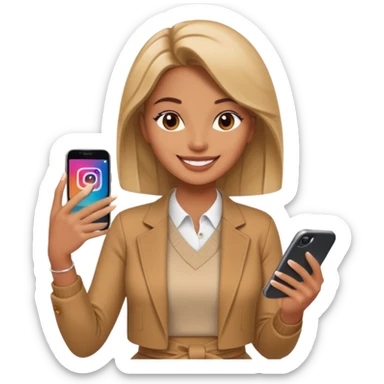 una señora entrando a mi  Instagram  para promocionar mi marca sticker