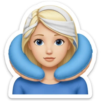 blonde woman using travel pillow  sticker