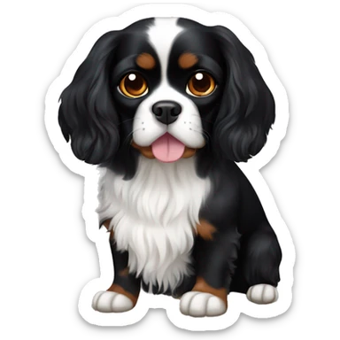 Completely black Cavalier King Charles spaniel sticker