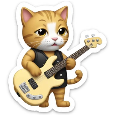 Cat wearing a gi playing bass sticker