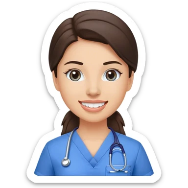 Brunette dental assistant in blue scrub  sticker