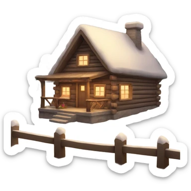 cozy christmas cabin sticker