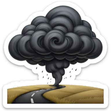 A thick dark funnel cloud sweeping across open plains. sticker