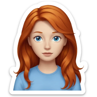 Ginger head woman with long hair and lightblue eyes sticker