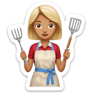 woman grilling bbq sticker