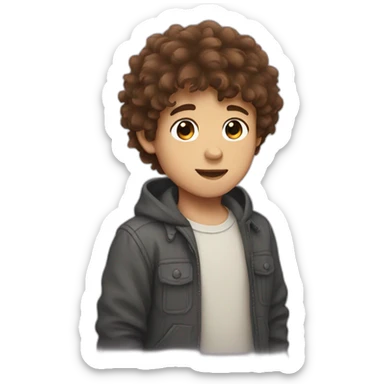 fluffy brown hair boy sticker