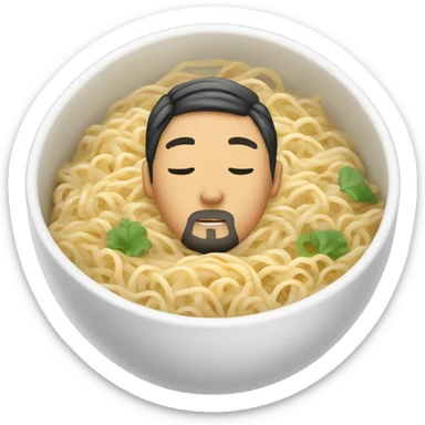 asian with slightly closed eyes and multiple beard braids and eat noodles sticker