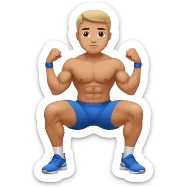 a man doing a squat while holding his ankles sticker