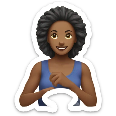 a woman looks at a plate of healthy food sticker