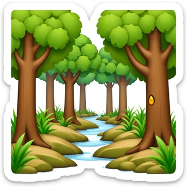 alluvial/riparian woodlands (simplistic; iOS emoji style) sticker