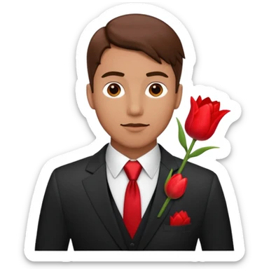 man with tulip in his suit pocket sticker