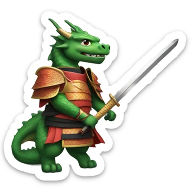 Dragon with a samurai sword And armour  sticker