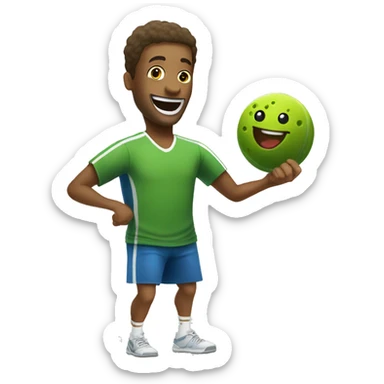 happy person playing pickle ball sticker