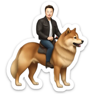 elon musk riding young eurasier sticker
