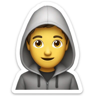 hombre con buzo y capucha con una macbook sticker