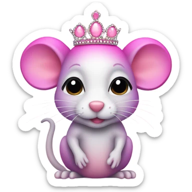 Pink ombre rat with tiara and glitted sticker