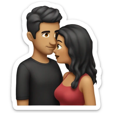 a woman with dark blonde hair kissing a guy with black hair and slanted eyes  sticker