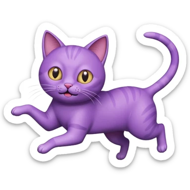 funny purple cat jumping after a fly more thin cat  sticker