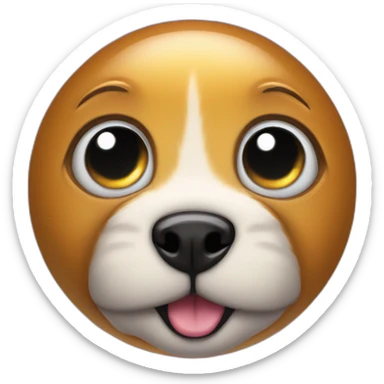 planet Mercury with a cartoon grinning dog face with big eyes sticker