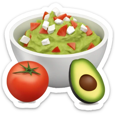 Bowl with guacamole with diced tomatoes, feta cheese, salt and pepper and a bag of nachos  sticker