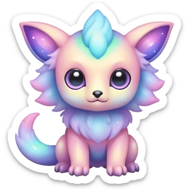 Cute adorable kawaii colorful pastel nebula fantasy animal hybrid Fakemon full body big eyes  sticker