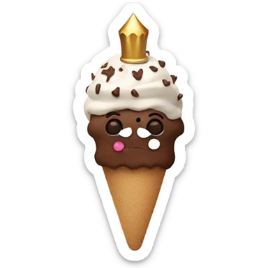 Chocolate icecream with hands and nails and crown sticker