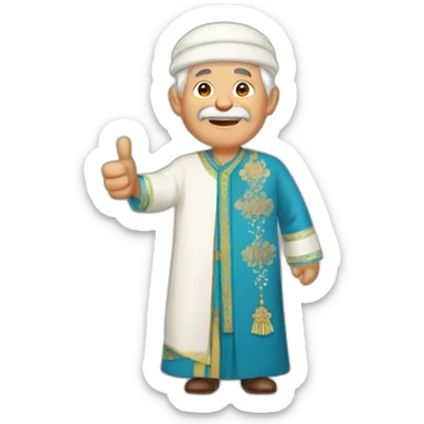 uzbek old man with national outfit thumbs up sticker