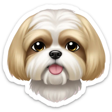 golden cream shih tzu white girl cute medium hair pink bow sticker