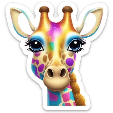 Lisa frank glitter giraffe with eyelashes sticker