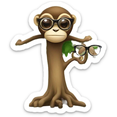 Tree with a monkey and glasses sticker